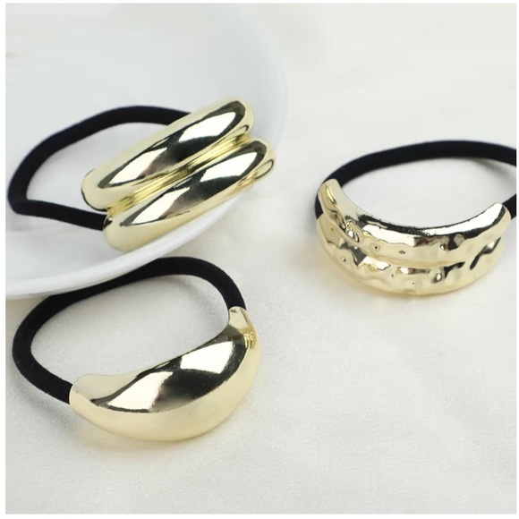 6 pcs Gold Metal Ponytail Cuff Hair Ties - Picture 7 of 7